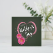 Roze Heart Flowers Moederdag - Kaart (Staand voorkant)