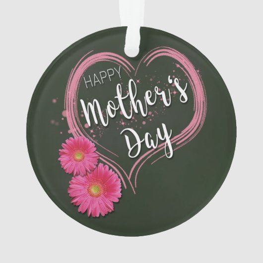 Roze Heart Flowers Moederdag - Ornament (achterkant)
