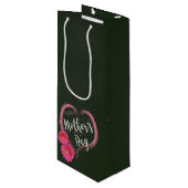 Roze Heart Flowers Moederdag - Wine Gift Bag Wijn Cadeautas (Voorkant Gekanteld)