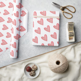 Roze Heart Gift Wrapping Paper on White Cadeaupapier
