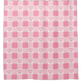 Roze Heart Gingham Douchegordijn (Voorkant)