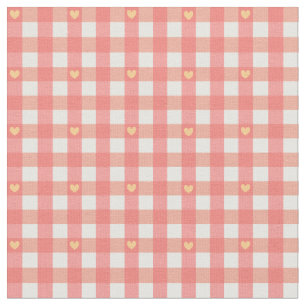 Roze Heart Gingham  Stof
