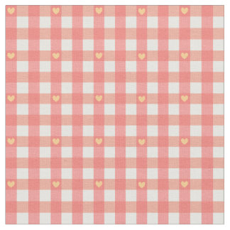 Roze Heart Gingham Stof