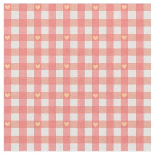 Roze Heart Gingham Stof (Close Up)