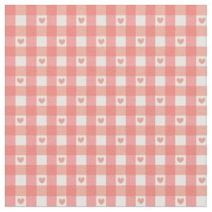 Roze Heart Gingham Stof