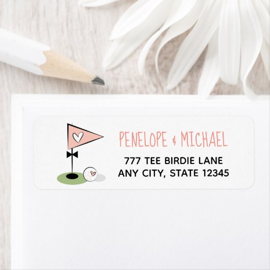 Roze Heart Golf Ball en Flag Etiket (Insitu)