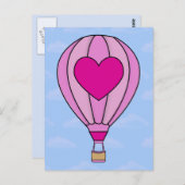 Roze Heart Hot Air-ballon Briefkaart (Voorkant / Achterkant)