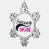 Roze Heart O Soccer Mam Tin Sneeuwvlok Ornament (Rechts)