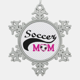 Roze Heart O Soccer Mam Tin Sneeuwvlok Ornament
