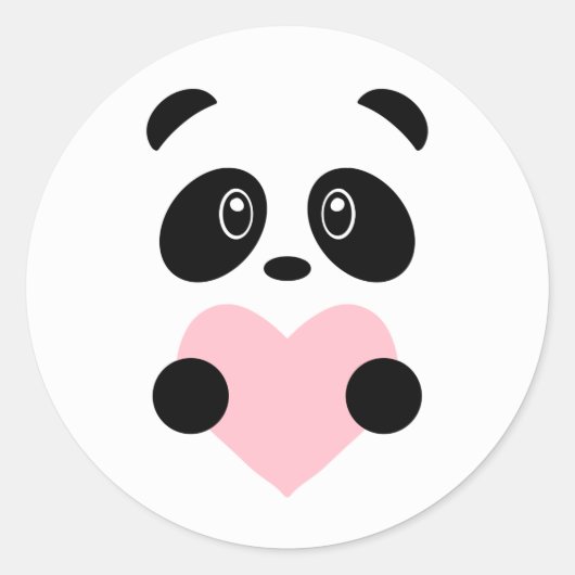 Roze Heart Panda Ronde Sticker (Voorkant)