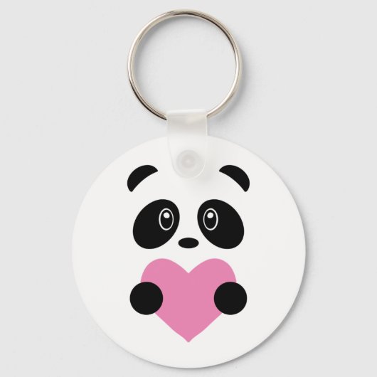 Roze Heart Panda Sleutelhanger (Voorkant)