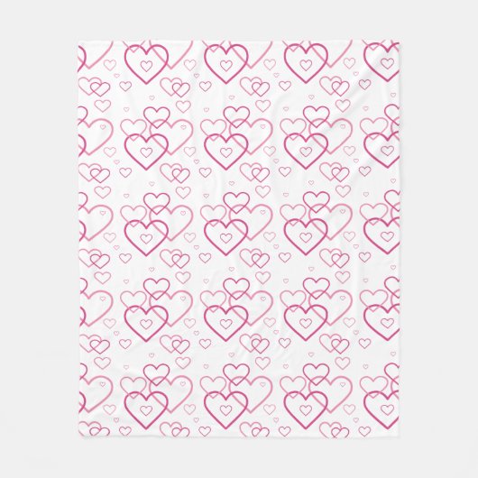Roze Heart Shapes Patroon Fleece Deken (Voorkant)