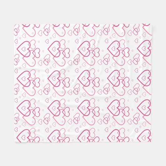 Roze Heart Shapes Patroon Fleece Deken (Voorkant (Horizontaal))