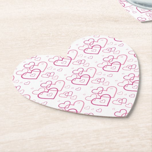 Roze Heart Shapes Patroon Kartonnen Onderzetters (Gekanteld)