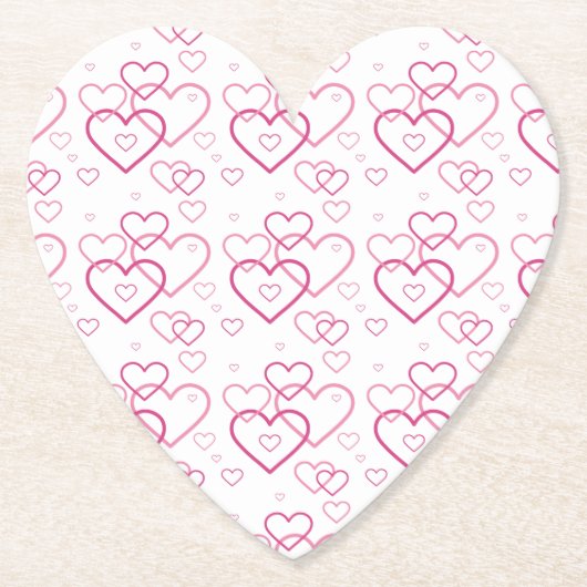 Roze Heart Shapes Patroon Kartonnen Onderzetters (Voorkant)