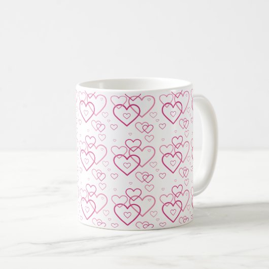 Roze Heart Shapes Patroon Koffiemok (Voorkant rechts)