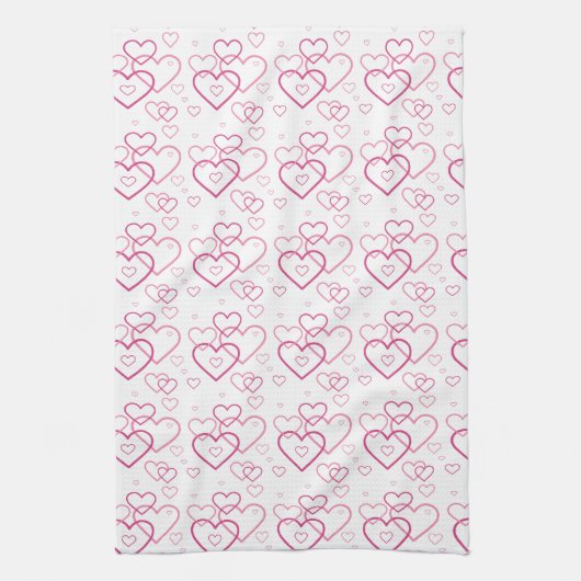 Roze Heart Shapes Patroon Theedoek (Verticaal)