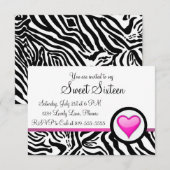 Roze Heart Sweet Sixteen Kaart (Voorkant / Achterkant)