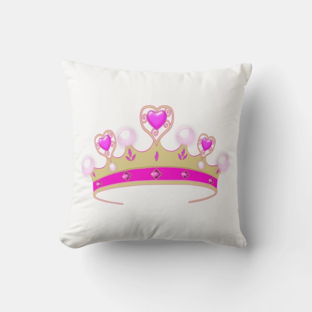 Roze Heart Tiara Sierkussen (Voorkant)