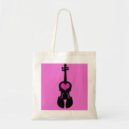 Roze heart Violin Canvas tas