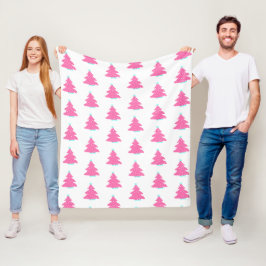 Roze Hedendaagse Kerstbomen Fleece Deken