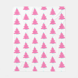 Roze Hedendaagse Kerstbomen Fleece Deken