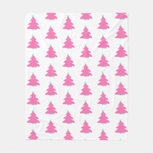 Roze Hedendaagse Kerstbomen Fleece Deken (Voorkant)