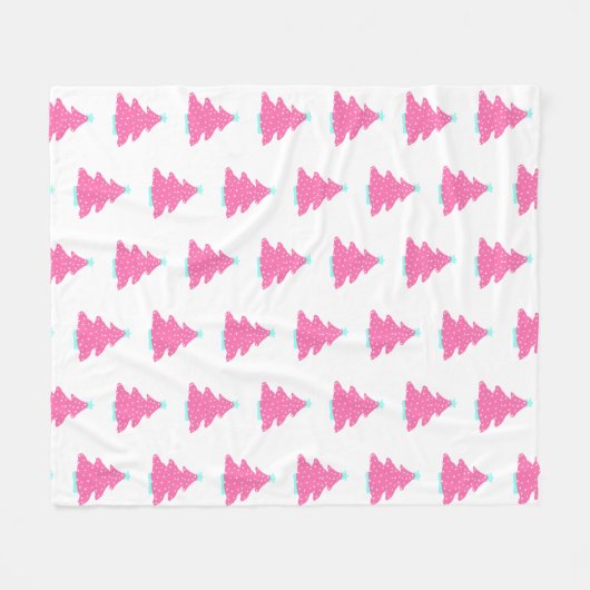 Roze Hedendaagse Kerstbomen Fleece Deken (Voorkant (Horizontaal))