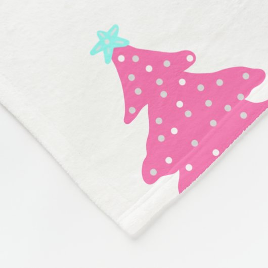 Roze Hedendaagse Kerstbomen Fleece Deken (Hoek)