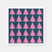 Roze Hedendaagse Kerstbomen op Navy Blue Servet (Voorkant)