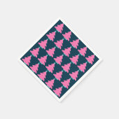 Roze Hedendaagse Kerstbomen op Navy Blue Servet (Hoek)