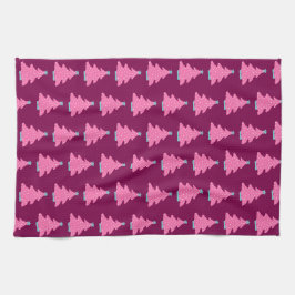 Roze Hedendaagse Kerstbomen Theedoek