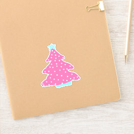 Roze Hedendaagse Kerstboom Sticker