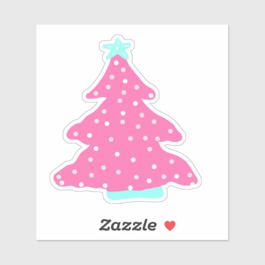 Roze Hedendaagse Kerstboom Sticker (Vel)