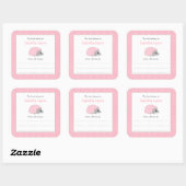 Roze Hedgehog meisje bookplate Vierkante Sticker (Vel)