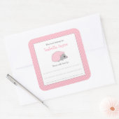Roze Hedgehog meisje bookplate Vierkante Sticker (Envelop)
