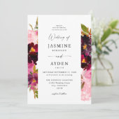 Roze Heet & Blush Roze & Paarse Huwelijk V3 Kaart (Staand voorkant)