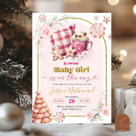 Roze Heet Chocolade Meisje Baby Shower Kaart