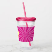Roze Heet Heldere Sunburst Monogram Gele Cirkel Acryl Drinkbeker (Links)