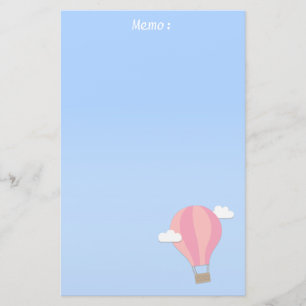 Roze Heet Lucht Ballon, Avontuur Tussen de Wolken Briefpapier