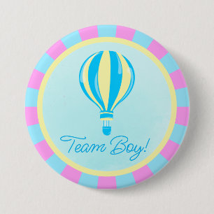 Roze Heet Lucht Ballon Geslacht Onthulling Team Jo Ronde Button 7,6 Cm