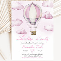 Roze Heet Luchtballon Baby Shower