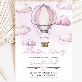Roze Heet Luchtballon Baby Shower Kaart
