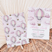 Roze Heet Luchtballon Baby Shower Kaart