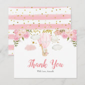Roze Heet Luchtballon Dieren Jungle Bedankkaart (Voorkant / Achterkant)
