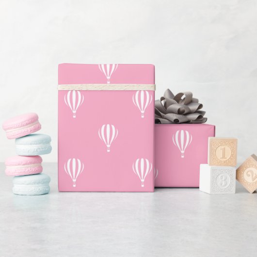 Roze Heet Luchtballon Patroon Cadeaupapier (Baby Shower)