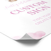 Roze Heet Luchtballon Verjaardag Aangepast Tafelbo Poster (Hoek)