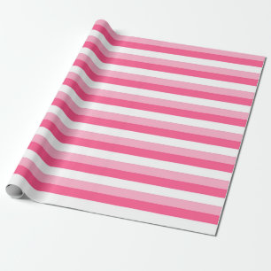 Roze, Heet Roze, en Witte Strepen Cadeaupapier