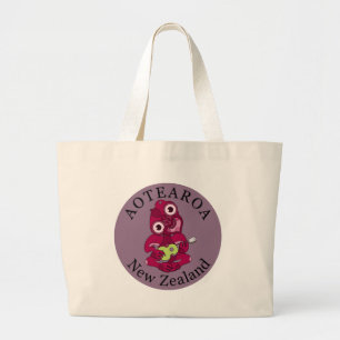 Roze Hei Tiki die ukelele speelt Grote Tote Bag