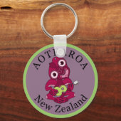 Roze Hei Tiki die ukelele speelt Sleutelhanger (Voorkant)